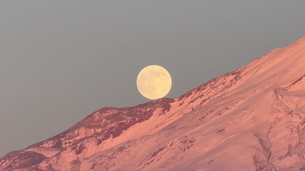 Ağrı Dağı'nın Dolunayla Kartpostallık Görüntüleri