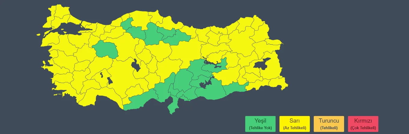 Meteoroloji Diyarbakır Dahil 65 Ili Sarı Kodla Uyardı