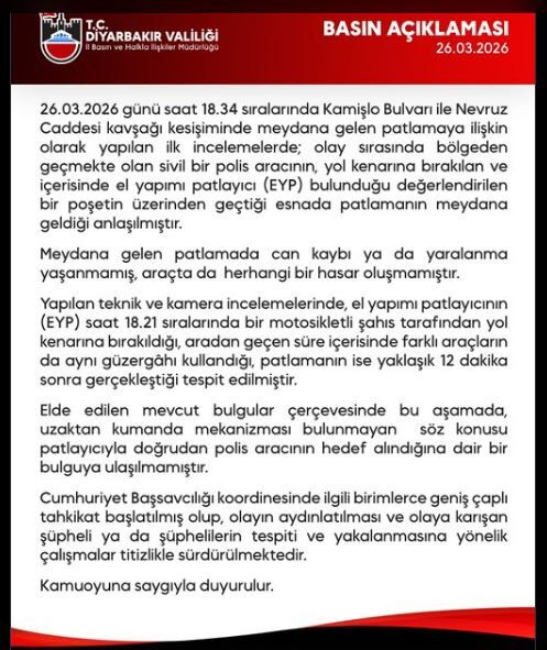 Son Daki̇ka Diyarbakır'da Patlama! Valilikten Açıklama 1