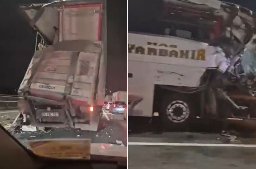 Diyarbakır Otobüsü Tir Ile Çarpıştı 10 Yaralı