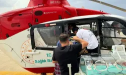 Solunum sorunu yaşayan ikiz bebekler helikopterle Van'a nakledildi