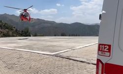 Ambulans helikopter, yüksekten düşerek yaralanan hasta için havalandı