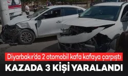 Diyarbakır Ergani'de 2 otomobil kafa kafaya çarpıştı: 3 yaralı