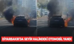 Diyarbakır'da seyir halindeki otomobilde yangın çıktı