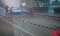 Diyarbakır'da seyir halindeki otomobil alev aldı