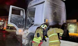 Cizre'de seyir halindeki tır alevlere teslim oldu
