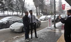 Kilis'te kar yağışı görsel şölen oluşturdu