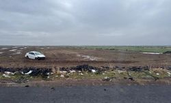 Diyarbakır'da otomobil tarlaya uçtu, sürücü yara almadan kurtuldu