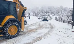 Sason’da kara saplanan kamyonet kurtarıldı