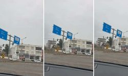 Kurtalan girişinde facia tehlikesi: Yol tabelası günlerdir sallanıyor