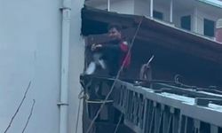 Diyarbakır’da ipe takılan güvercin itfaiye tarafından kurtarıldı