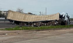 Mardin'de karton yüklü tır devrildi: 1 yaralı