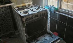 Fırında unutulan yemek yangına neden oldu