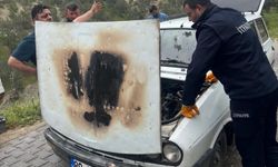 Seyir halindeki araçta çıkan yangın maddi hasara yol açtı