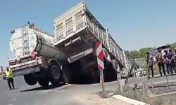 Akçakale yolunda tır ve tanker sulama kanalına devrildi