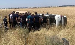 Diyarbakır'da kontrolden çıkan hafif ticari araç takla attı