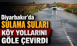 Diyarbakır'da sulama suları köy yollarını göle çevirdi