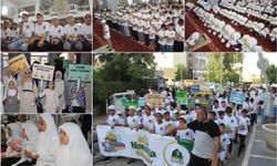 Cizre'de yüzlerce çocuk 'Hayat Namazla Güzeldir' mesajıyla yürüdü