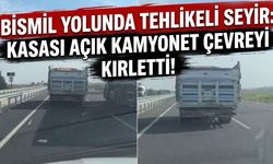 Bismil yolunda tehlikeli seyir: Kasası açık kamyonet çevreyi kirletti!