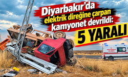 Diyarbakır'da elektrik direğine çarpan kamyonet devrildi: 5 yaralı