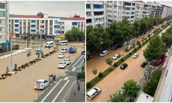 Ergani'de sağanak sonrası yollar göle döndü