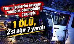 Tarım işçilerini taşıyan minibüs otomobille çarpıştı: 1 ölü, 2'si ağır 7 yaralı