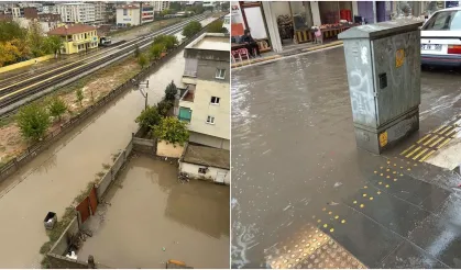 Diyarbakır ilçesinde sağanak yağış sonrası cadde ve sokaklar göle döndü