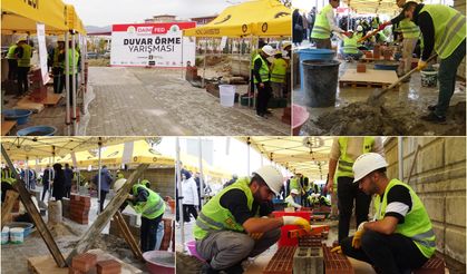 Geleceğin mühendislerinden kıyasıya duvar örme yarışması