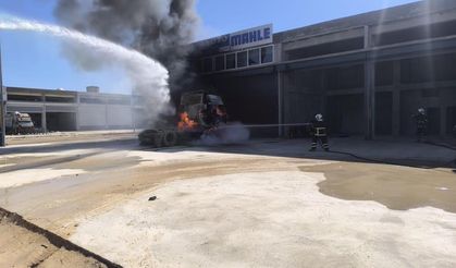 Mardin'de park halindeki tır alev aldı
