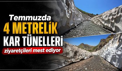 Temmuzda 4 metrelik kar tünelleri ziyaretçileri mest ediyor