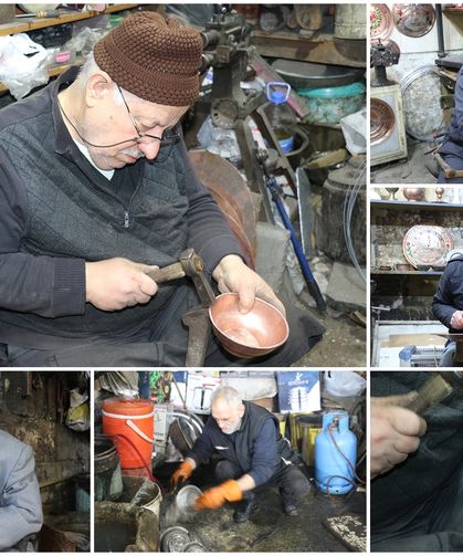 Bakırcılar, soğuk havaya rağmen işlerinden vazgeçmiyor