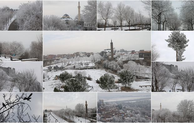 Diyarbakır'da yağmur öncesi kırağı kartpostallık görüntüler oluşturdu