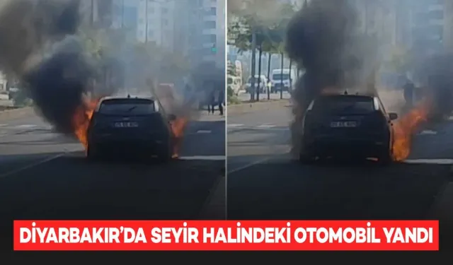 Diyarbakır'da seyir halindeki otomobilde yangın çıktı