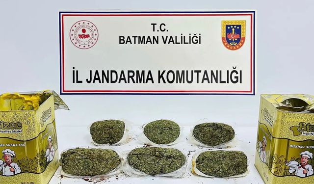 Batman'da yağ tenekesine zulalanmış esrar bulundu