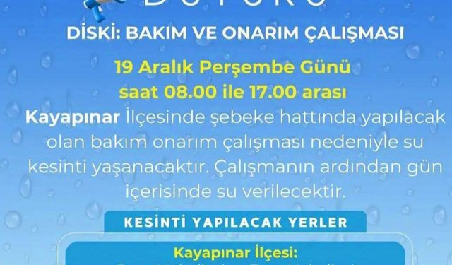 Diyarbakır'ın bu mahallelerinde su kesintisi olacak