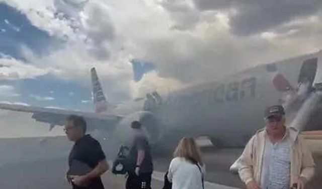 Yolcu uçağı kalkış sırasında birden alev aldı