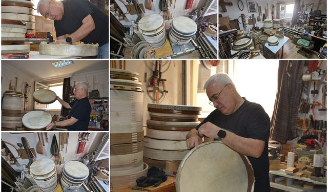 El emeğiyle yaptığı bendirler, dünyanın farklı ülkelerine ihraç ediliyor