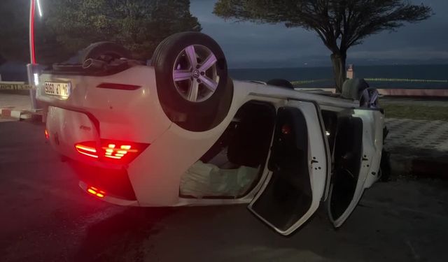 Van'da takla atarak devrilen otomobildeki 3 kişi yaralandı