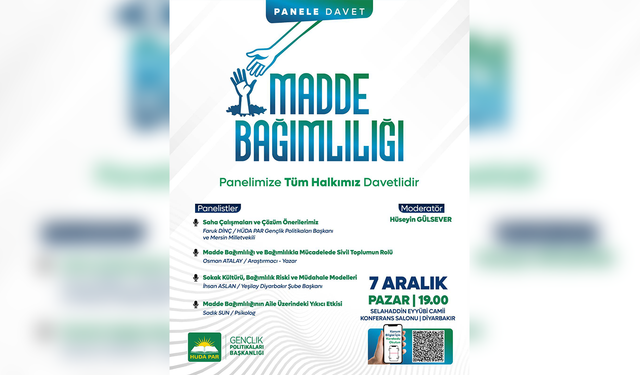 Diyarbakır'da "Madde Bağımlılığı" paneli düzenlenecek