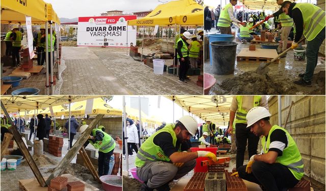 Geleceğin mühendislerinden kıyasıya duvar örme yarışması