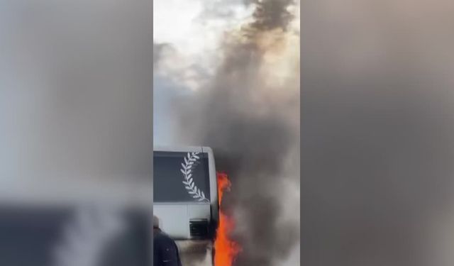 TAG Otoyolu’nda yolcu otobüsü alev aldı