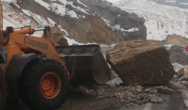 Şırnak'ta dev kaya parçaları yola düştü