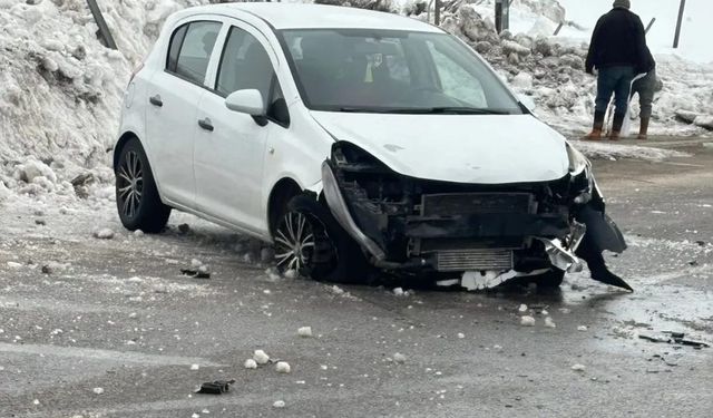 Kontrolden çıkan araç yol kenarına savruldu