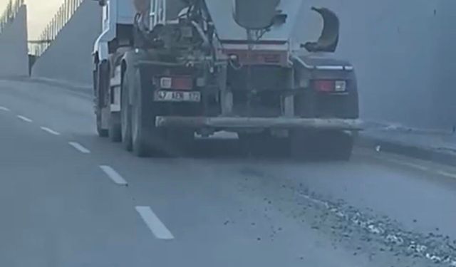 Adıyaman'da yola beton döken sürücüye ceza