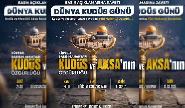 Batman'da "Dünya Kudüs Günü" için basın açıklaması yapılacak