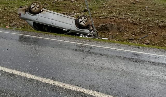 Batman’da kaza: Ters dönen araçta 1 kişi yaralandı