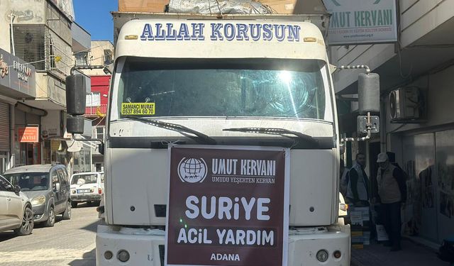 Umut Kervanı Adana’dan Suriye’ye yardım tırı yolladı
