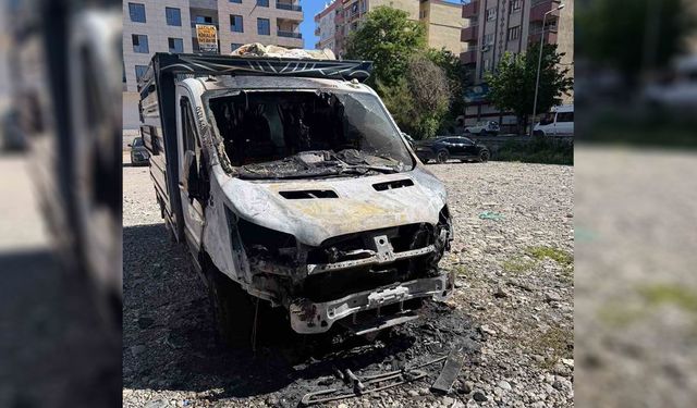 Siirt'te park halindeki kamyonet yandı