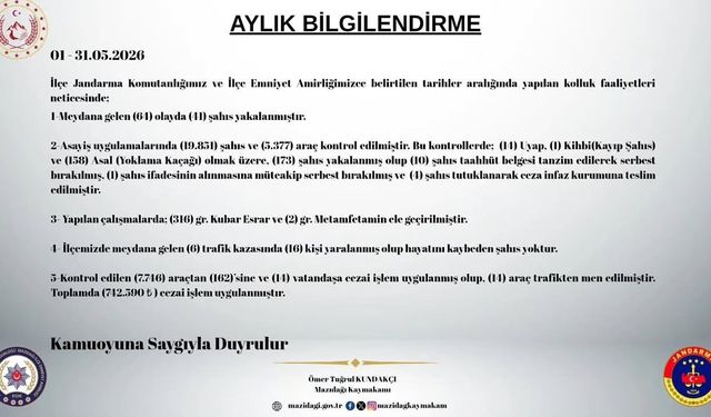 Mazıdağı'nda mayıs ayında 173 şahıs yakalandı