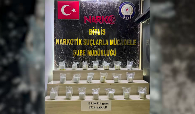 Bitlis’te 15 kilogram esrar ele geçirildi